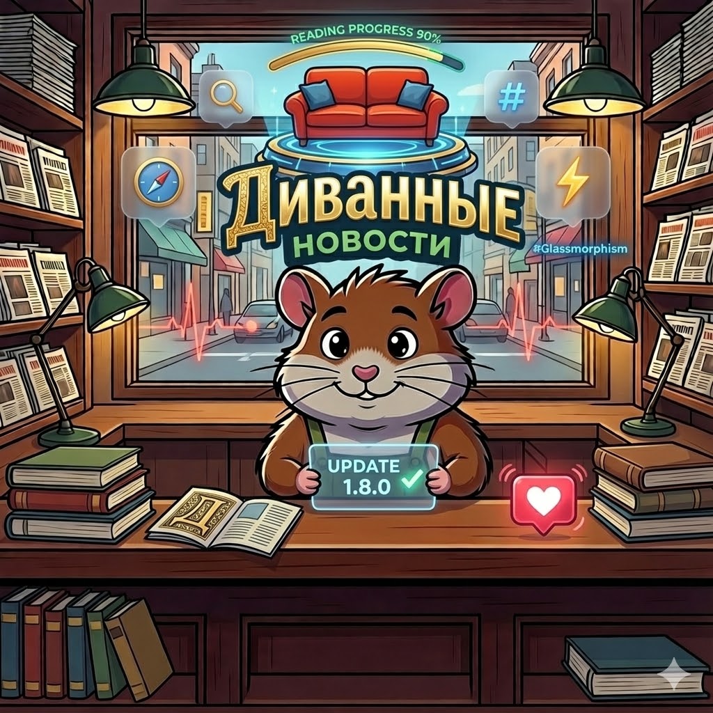 Обнова 1.8.0: Стеклянный лоск, коты-детективы и «живой» интерфейс